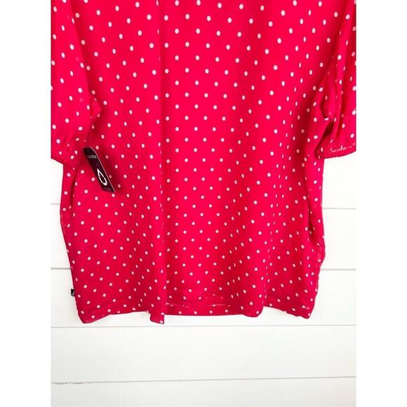 Nautica Jeans Red and White Polka Dot Pintuck Sleeve Pleated Blouse Size L - Picture 9 of 13